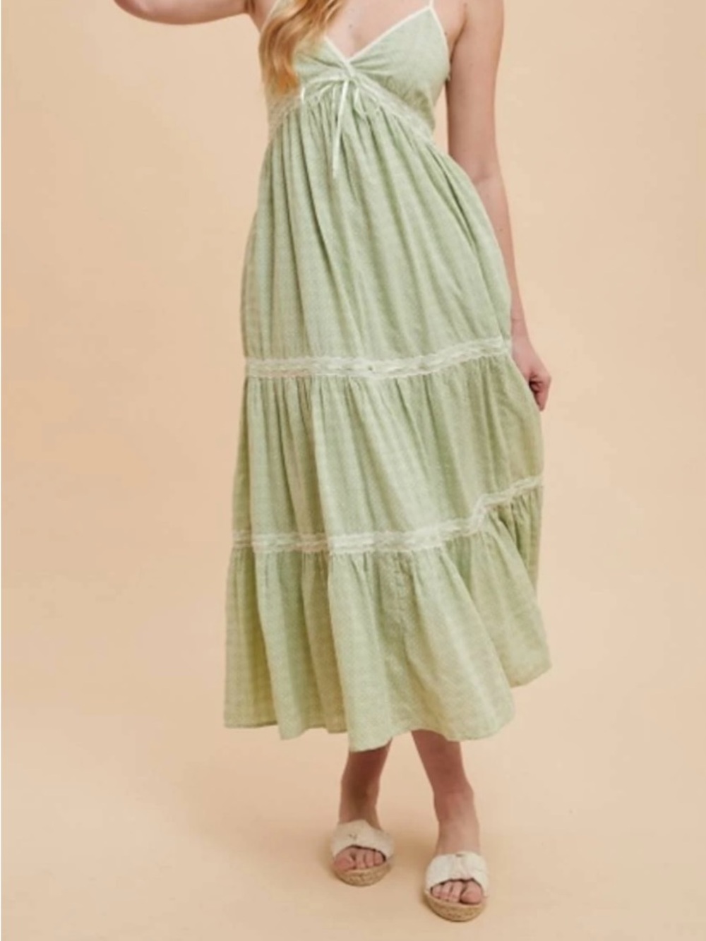 In Bloom Light Green Tiered Maxi Dress